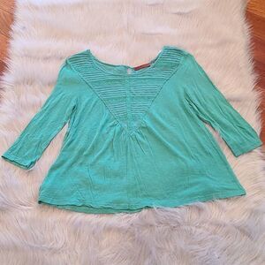 Bke red womens 3/4 sleeve‎ flowy green shirt size small